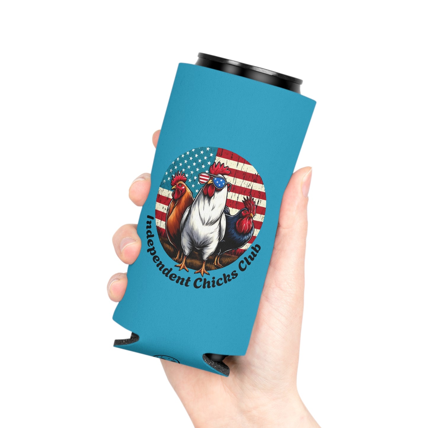 Independent Chicks Club Can Cooler – Funny Chicken Drink Sleeve (Regular & Slim