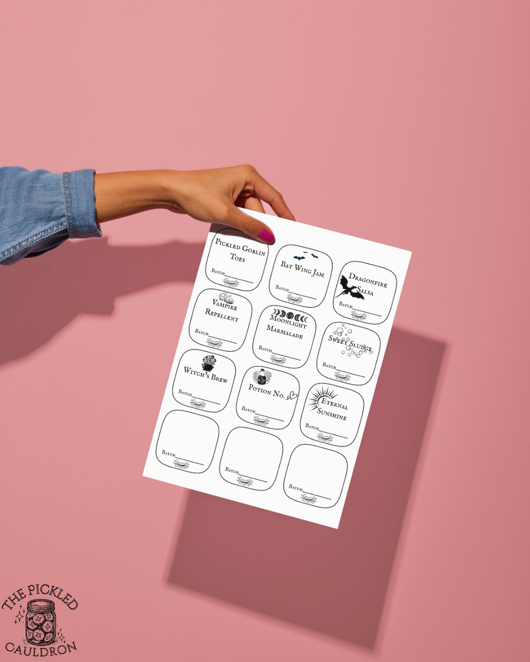 Witchy Canning Labels – 24-Pack (Printable Sheet)